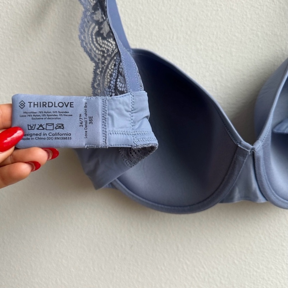 THIRD LOVE Blue Lace Bra 38E - Picture 3 of 3